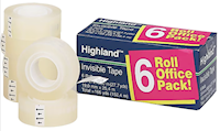 TAPE, INVISIBLE, HIGHLAND, 3/4" X 27.7 YDS, 6 ROLLS/CT MAIN